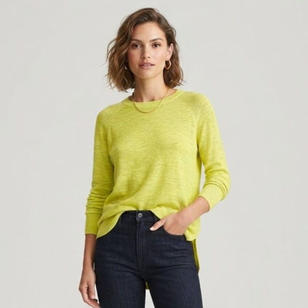 J.Crew Sweater Womens S Lime Chartreuse Cotton Linen Marled Knit Boho Indie